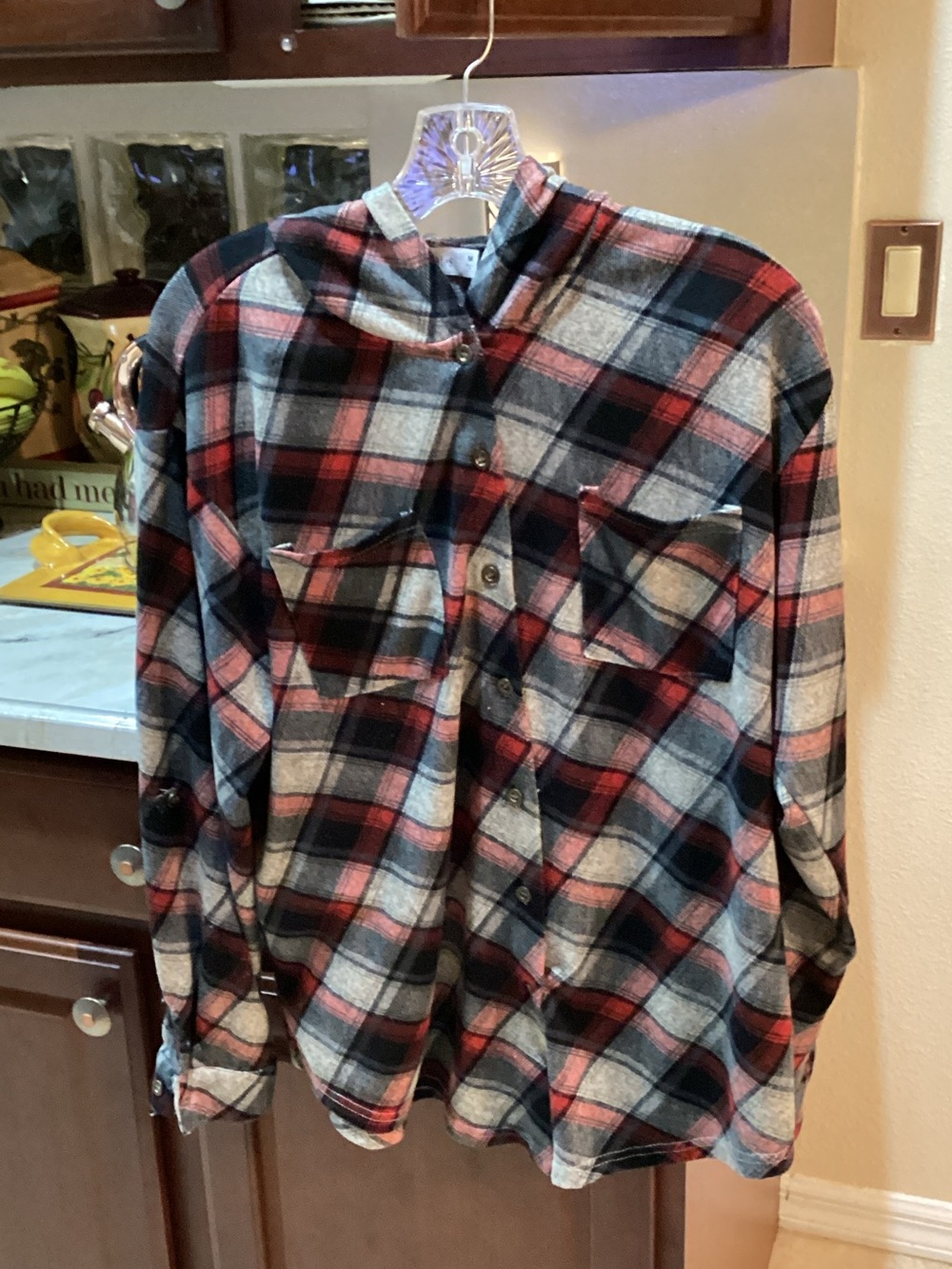 Roommates Red, Black & Gray Plaid Button-Down Shirt